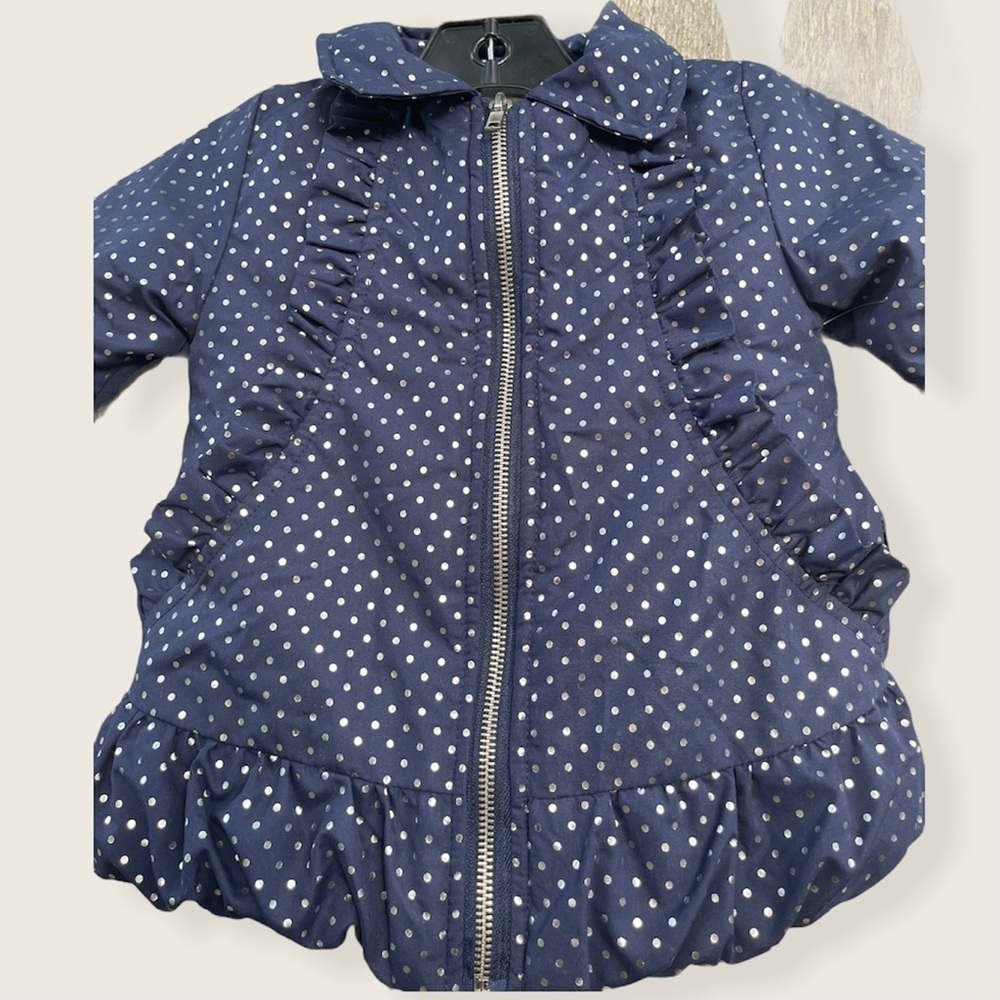 Penelope Mack girls navy blue polka dot jacket